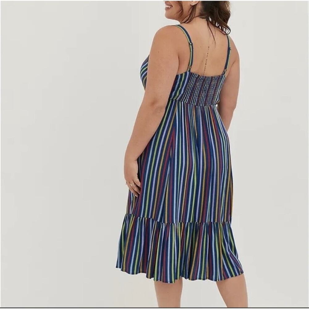Torrid Womens Dress spaghetti strap pockets striped button front plus size - Picture 2 of 14
